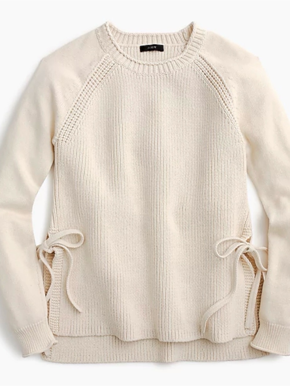 J. crew Classic Cream Tie-Side Crewneck Sweater - Women